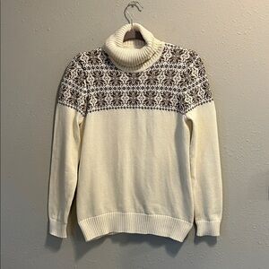 Vintage Breckenridge Cream‎ and Brown Fair Isle Turtleneck Sweater